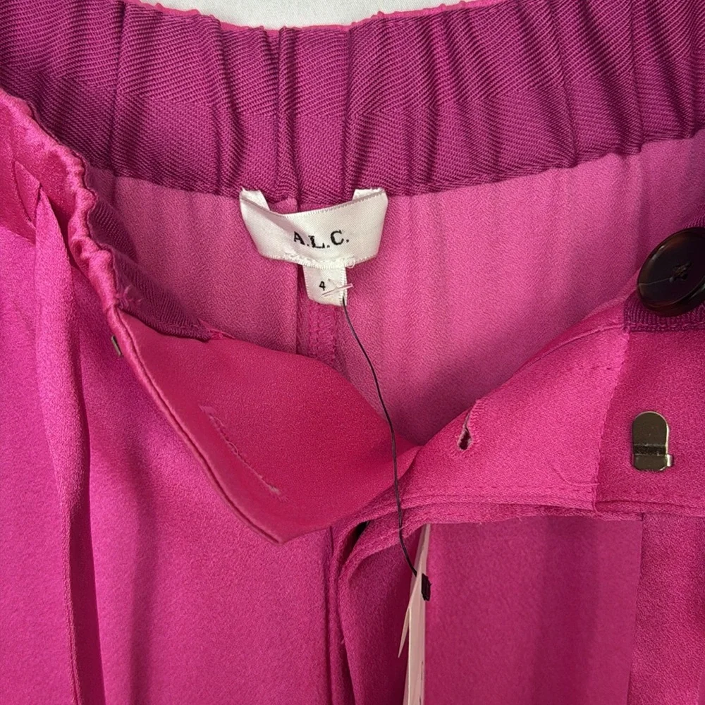 A.L.C Allie Tie Waist Wide Leg Pants Size 4 Pink Women’s High‎ Rise